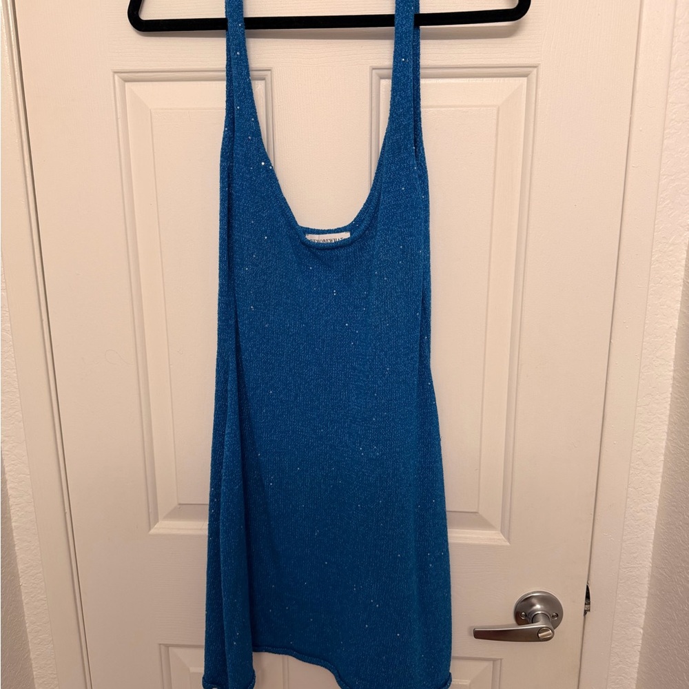 WeWoreWhat Glittering Blue Knit Dress - size L